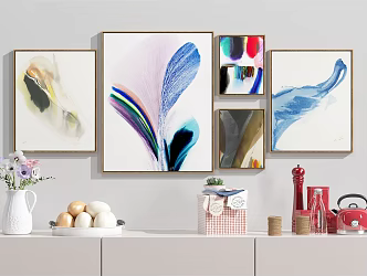 Modern Abstract Painting Abstract Hanging Painting Combination Ornaments 3d model