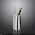 Stylish Striped Sleeveless Dress With Cinched Waist Design And Knee Length Cut