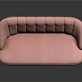 Pink Modern Sofa with Tufted Backrest and Wooden Legs Featuring Metal Accents