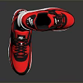 Fashionable Red And Black Sneakers With White Sole Laces And Reflective Effect For Daily Use