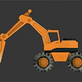 Orange Toy Excavator Model With Large Shovel And Sturdy Track Wheels