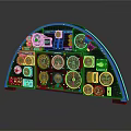 Detailed Aircraft Instrument Panel With Multiple Gauges Indicators Dials And Control Components