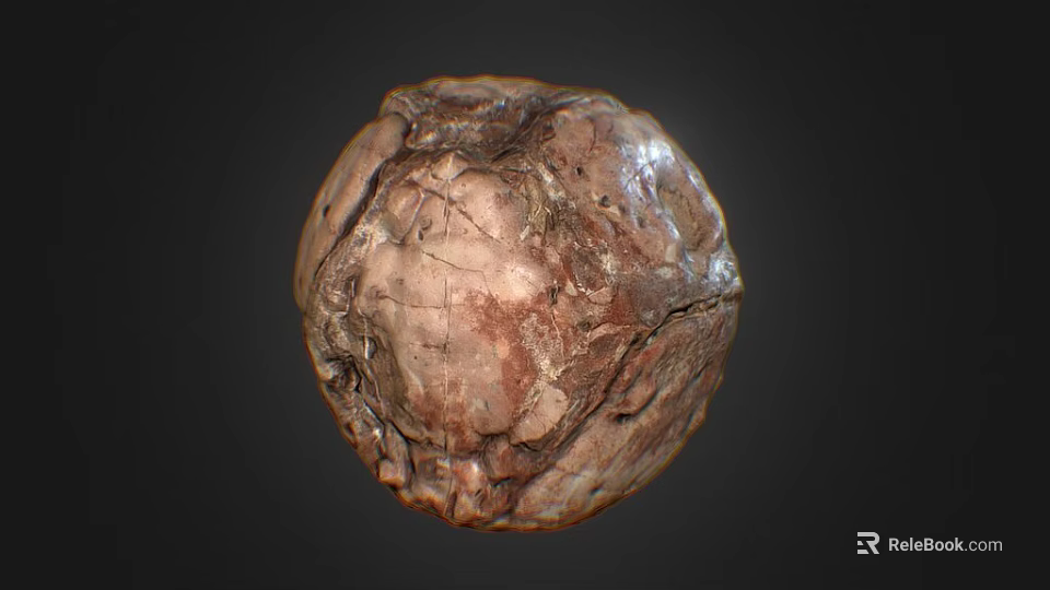 Round Brown Food Item With Cracked Textured Surface And Natural Organic Look 3d model 