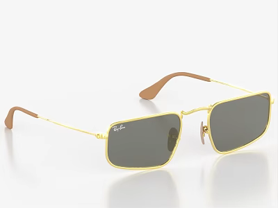 Ray Ban Square Sunglasses With Gold Frame Brown Temples And Dark Lenses 3d model