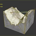 3D Concrete Block Model With Mountainous Terrain Texture And Slender Bridge Structure