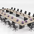Modern Conference Table With Black Office Chairs And Laptops On Tabletop