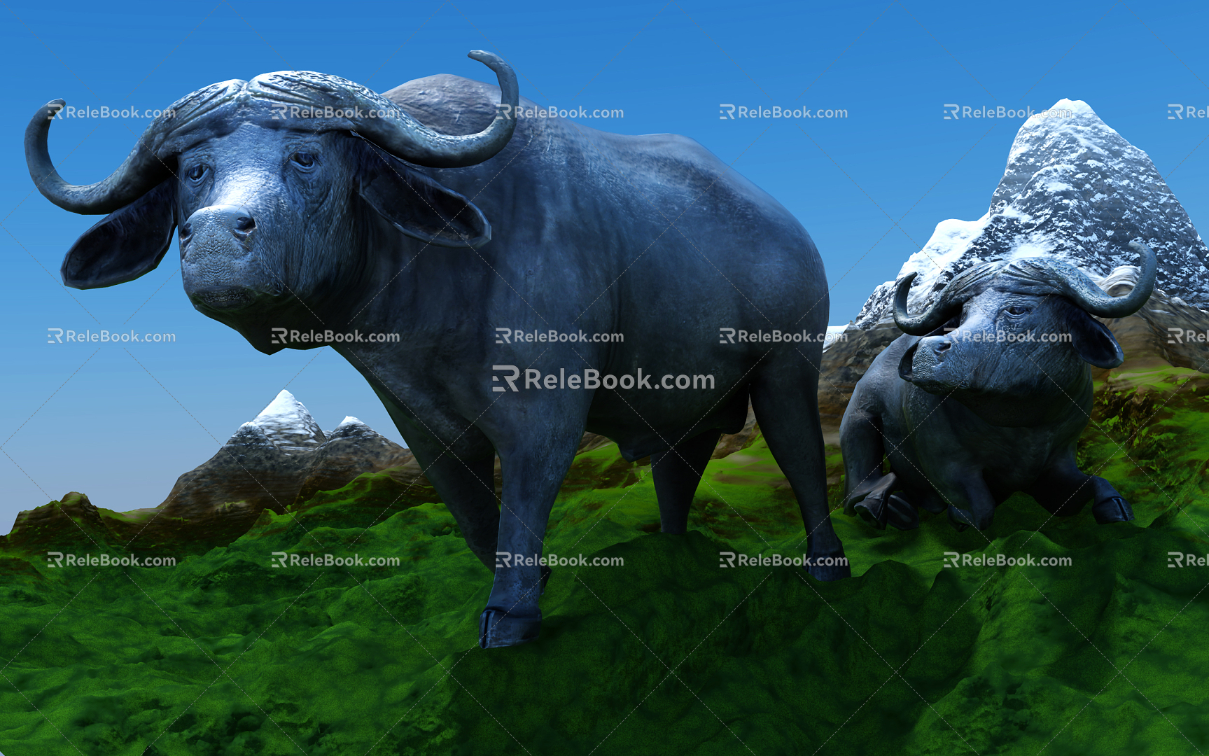 Modern cattle buffalo 3d model