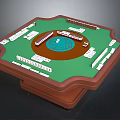 Mahjong Gaming Furniture Table With Green Tabletop Brown Frame And Arranged Tiles