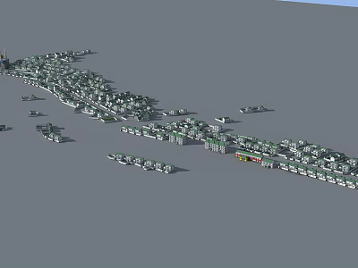 Aerial Planning of Urban Community with Organized Building Arrangement and Road Layout 3d model