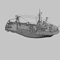 Red Marine Ship With Russian Flag Deck Lifebuoy Antenna And White Cabin Structure