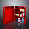 Red Food Storage Container With Organized Shelves And Various Food Items Inside