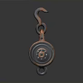 Heavy Duty Industrial Lifting Pulley With Steel Hook And Rotating Wheel Assembly