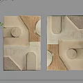 Two Piece Modern Geometric Wall Decor With Neutral Tones And Textured Shapes