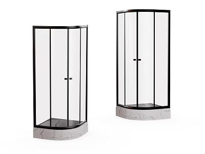 Modern Shower Sauna Enclosure With Black Frame Transparent Glass And Marble Base 3d model