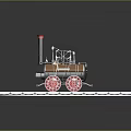 Steam Train With Red Chimney Brown Body Red Wheels On Circular Platform Rail Tracks