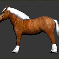 Orange Horse Statue with White Mane and White Hooves Standing on Black Background