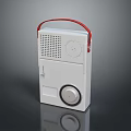 Vintage Portable Computer With White Body Red Handle And Retro Control Knobs Design