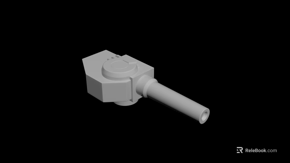 White 3D Model Mechanical Component With Cylindrical Rod And Square Base 3d model 