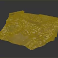 Realistic Broken Ground Model With Colorful Fragments And Green Grass Areas