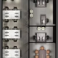 Birds Eye View of Modern Office Interior With Workstations Meeting Tables And Glass Partitions