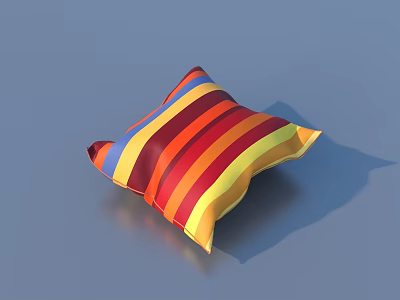Colorful Striped Decorative Pillow With Red Orange Yellow Blue Purple Stripes For Home Decor 3d model