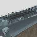 Detailed Large Warship With Main Gun Turrets Superstructure And Deck Equipment