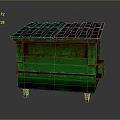 Green Rustic Trash Bin With Black Top And Rolling Wheels
