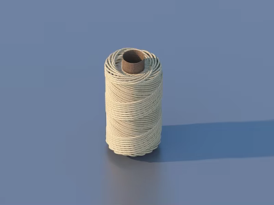 Beige Cotton Twine Spool For Daily Household Use On Blue Background 3d model
