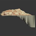 Detailed Unfolded Topographic Map Showing Mountain Terrain Geographic Features