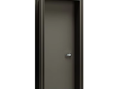 Sleek Modern Hinged Door With Dark Brown Finish And Silver Handle For Interior 3d model