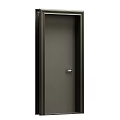 Sleek Modern Hinged Door With Dark Brown Finish And Silver Handle For Interior