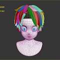 Realistic Human Head Model With Pink Short Hair And Black Headband