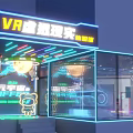 Metaverse Themed Space With Neon Lights Astronaut Robot And Planet