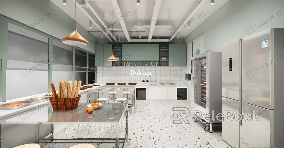 Modern Baking Room Baking Classroom Fast Food Restaurant model