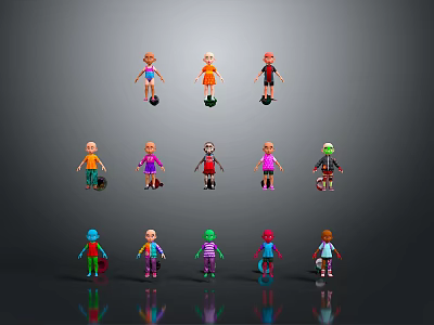 Colorful Humanoid Toy Figures In Various Colors For Lifestyle Products 3d model