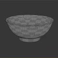 White Ceramic Bowl With Blue Green Traditional Patterns For Daily Household Use