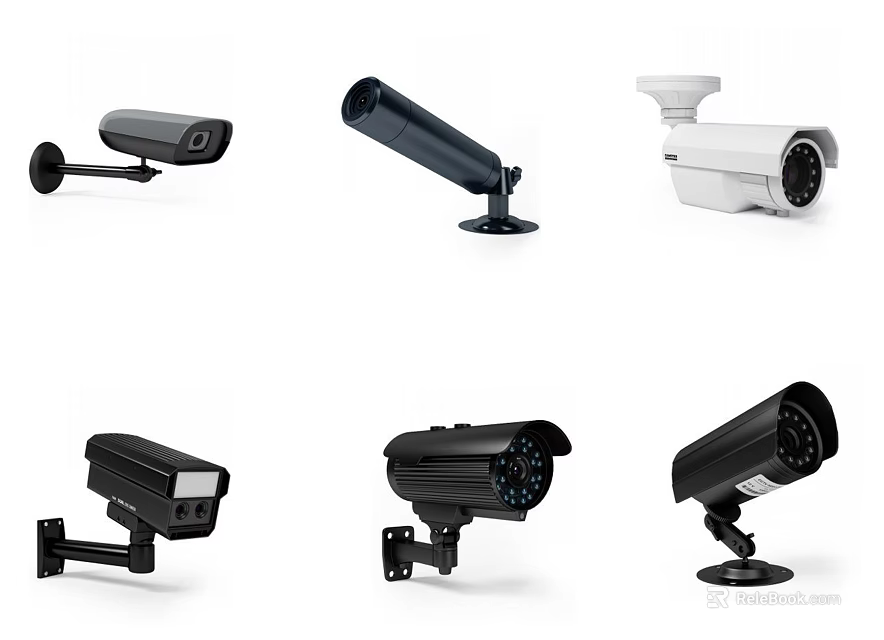 Various Types Of Surveillance Cameras For Home And Office Security Monitoring 3d model 