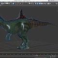 Green Prehistoric Spinosaurus Reptile With Sail Like Back Sharp Teeth Standing Strong Limbs 3d model