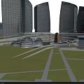 Aerial View Urban Planning With Modern Buildings Road Network And Green Spaces