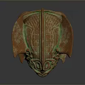 Ancient Weapon Helmet Featuring Bronze Intricate Carvings Mythical Beast Patterns And Openwork Design