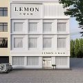 LEMON Photography White Storefront Exterior With Signboard And Windows Design