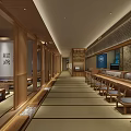 Traditional Japanese Restaurant Interior With Wooden Decor Bar Seating Tatami Style