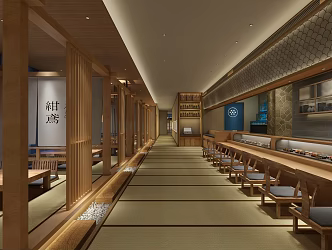 Japanese Restaurant Japanese Cuisine Public Area 3d model