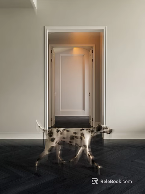 Active Reptile Lizard Crawling In Corridor With White Door And Gray Walls 3d model 