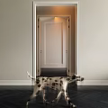 Active Reptile Lizard Crawling In Corridor With White Door And Gray Walls