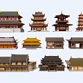 Ancient Architecture Models With Diverse Traditional Roof Styles And Designs