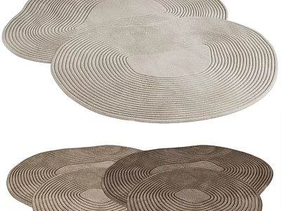 Stylish Rugs with Circular Wavy Patterns in Light Gray and Dark Brown for Home Decor 3d model