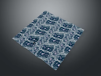 Game And Movie Character Themed Square Fabric With Blue White Intricate Pattern Design 3d model