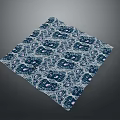 Game And Movie Character Themed Square Fabric With Blue White Intricate Pattern Design