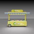 Mobile Fruit Stand On Wheels With Yellow Canopy Displaying Assorted Fresh Fruits